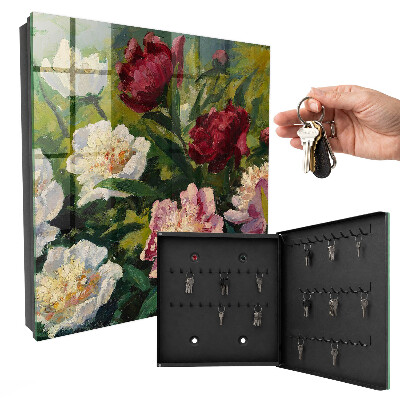 Schlüsselbox für die Wand mit buntem Blumenmotiv