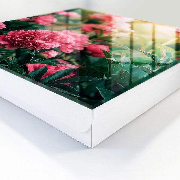 Schlüsselbox zur Wandmontage mit Motiv Rosa Pfingstrosen