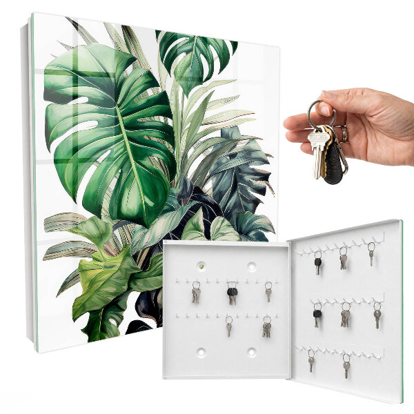 Schlüsselbox zur Wandmontage mit Motiv Exotische Blätter