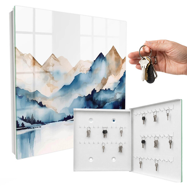 Schlüsselbox für die Wand mit Aquarellberge Motiv