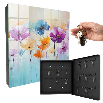 Schlüsselbox zur Wandmontage mit buntem Blumenmotiv