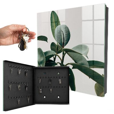 Schlüsselbox zur Wandmontage mit Motiv Ficusblätter