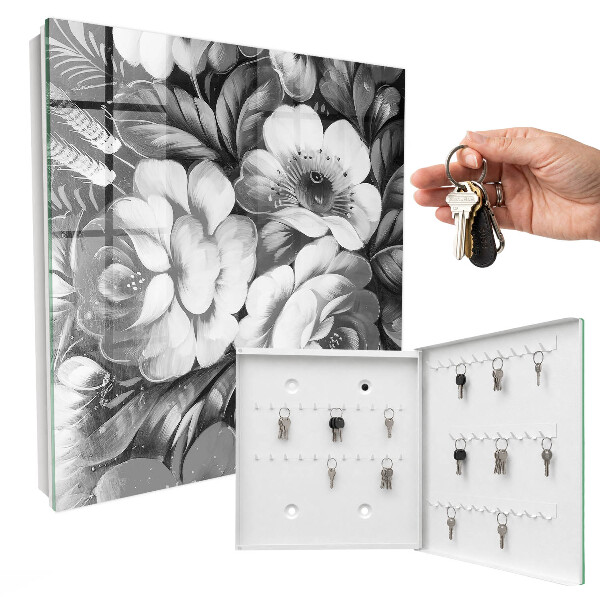 Schlüsselbox mit Motiv Monochrome Blüten