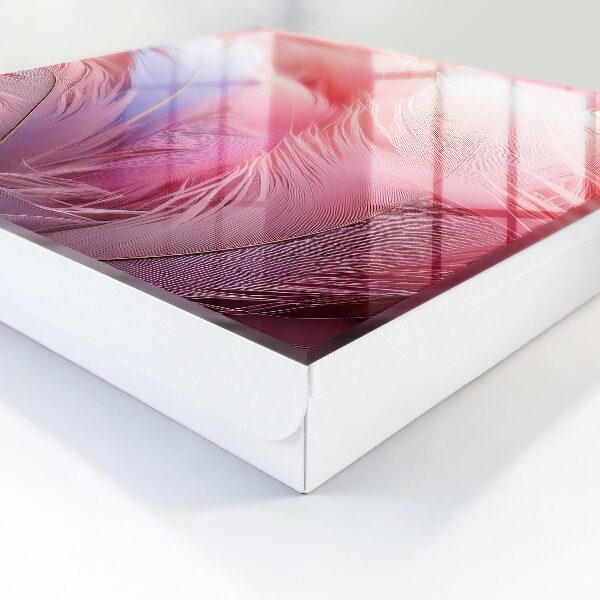 Schlüsselkasten mit Motiv aus wunderschönen rosa Federn
