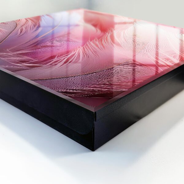 Schlüsselkasten mit Motiv aus wunderschönen rosa Federn