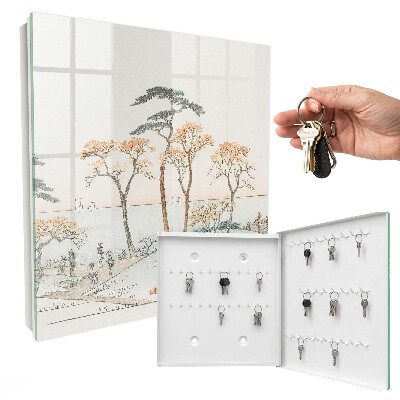 Schlüsselbox für die Wand mit japanischem Landschaftsmotiv