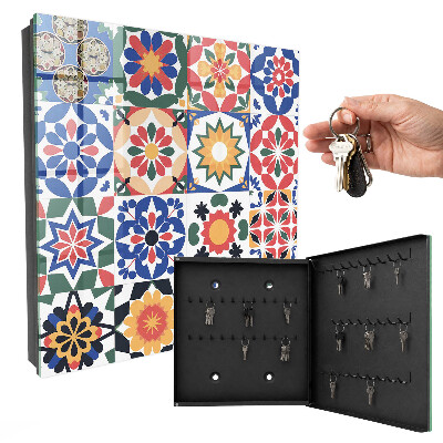 Schlüsselbox für die Wand mit Blumenmosaik