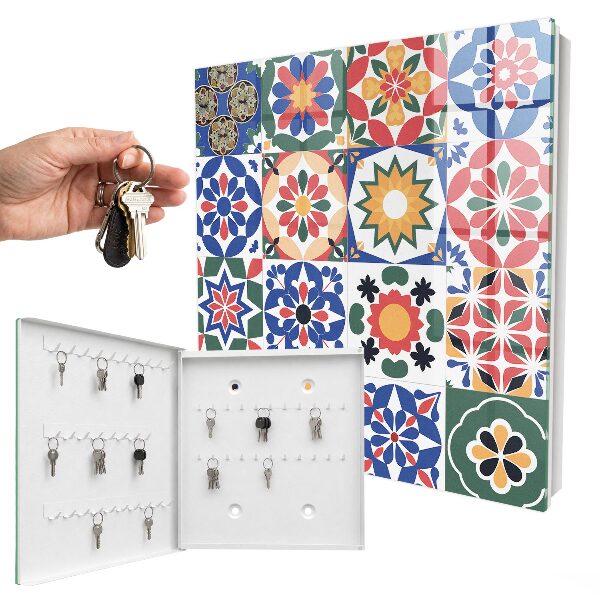 Schlüsselbox für die Wand mit Blumenmosaik