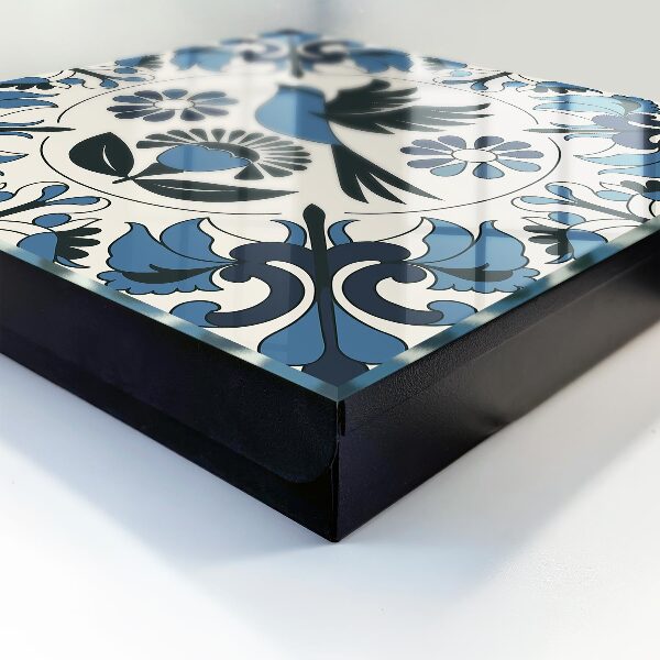 Schlüsselbox in Blau mit Vogelmotiv