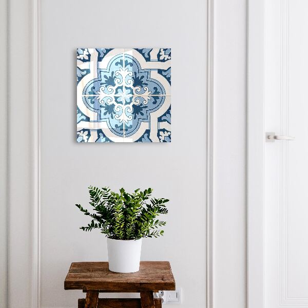 Schlüsselbox mit blauem Fliesendesign