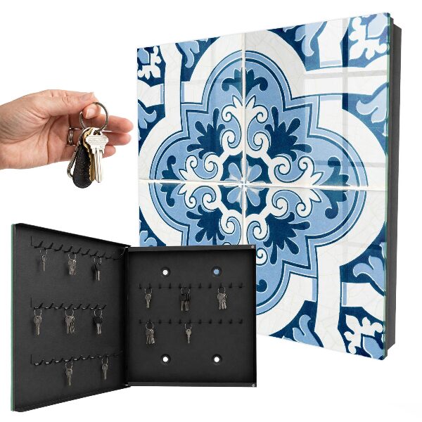 Schlüsselbox mit blauem Fliesendesign