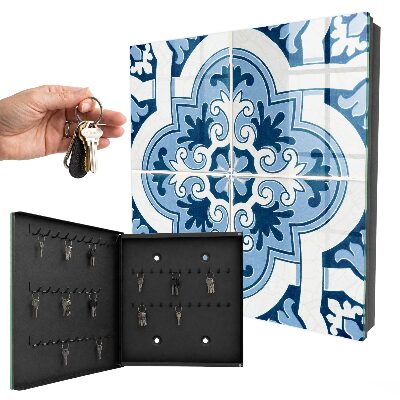 Schlüsselbox mit blauem Fliesendesign