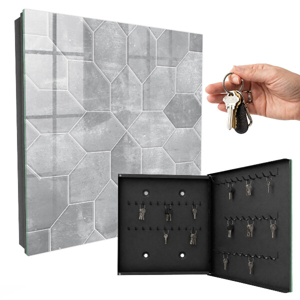 Schlüsselkasten mit grauem geometrischen Motiv