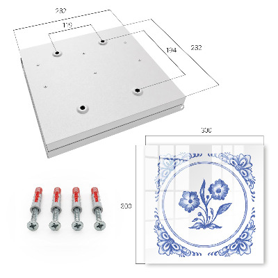 Schlüsselbox für die Wand mit blauem Blumenmotiv