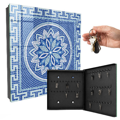 Schlüsselbox mit blauem Mosaikdesign