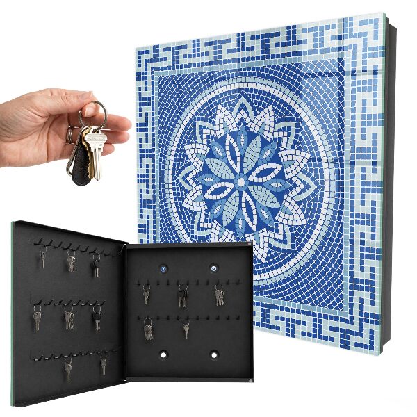 Schlüsselbox mit blauem Mosaikdesign