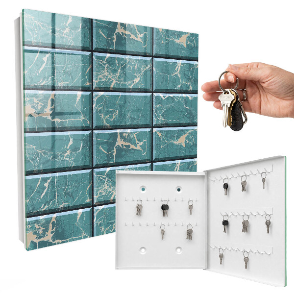 Schlüsselbox für die Wand in türkisfarbenem Marmor-Design