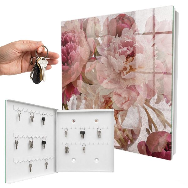 Schlüsselbox für die Wand mit romantischem Blumenmotiv