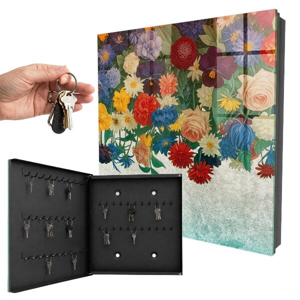 Schlüsselbox zur Wandmontage Motiv Blumenparadies