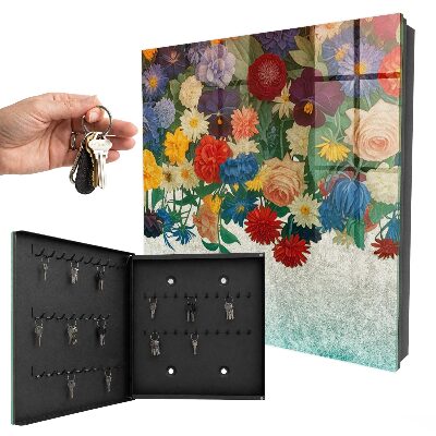 Schlüsselbox zur Wandmontage Motiv Blumenparadies