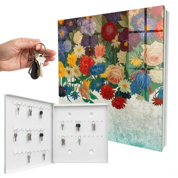 Schlüsselbox zur Wandmontage Motiv Blumenparadies