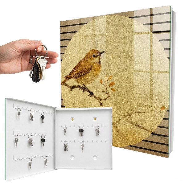 Schlüsselbox in Cremefarben mit Vogelmotiv