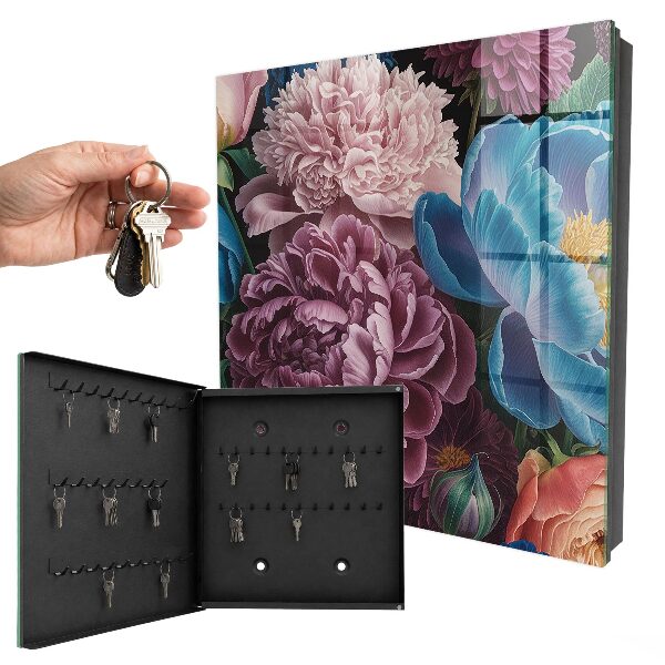 Schlüsselkasten mit buntem Blumenmotiv