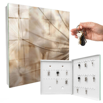 Wandschlüsselbox in Beige mit Löwenzahn-Motiv