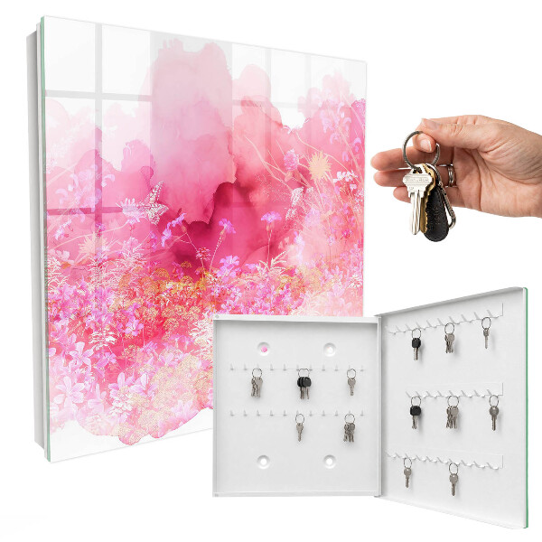 Schlüsselbox zur Wandmontage mit Motiv Blumenlandschaft