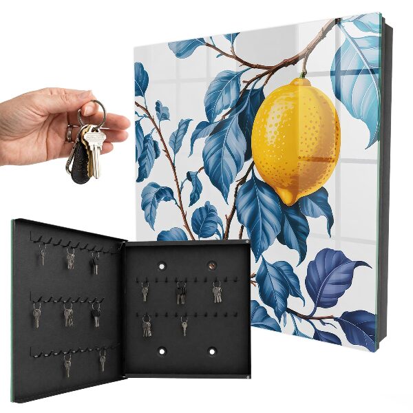 Schlüsselbox zur Wandmontage mit Zitronenblätter Motiv