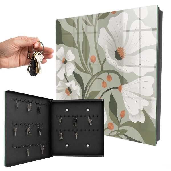 Schlüsselbox für die Wand mit Motiv beige Blüten