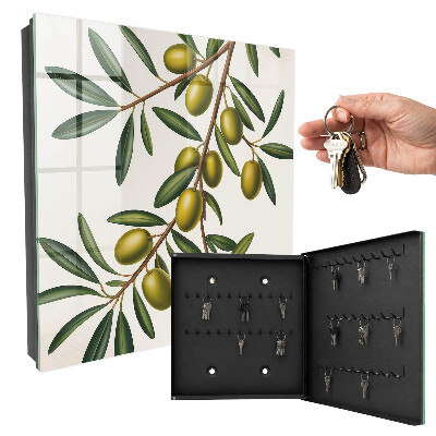 Schlüsselbox zur Wandmontage mit Motiv Oliven am Zweig