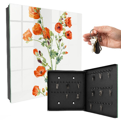 Schlüsselbox mit Motiv orangefarbene Mohnblumen