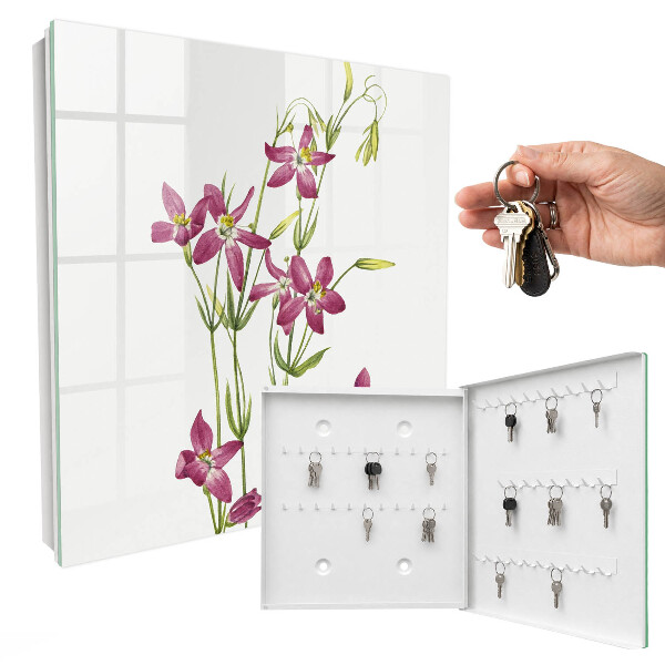 Schlüsselbox für die Wand mit Motiv Rosa Blüten