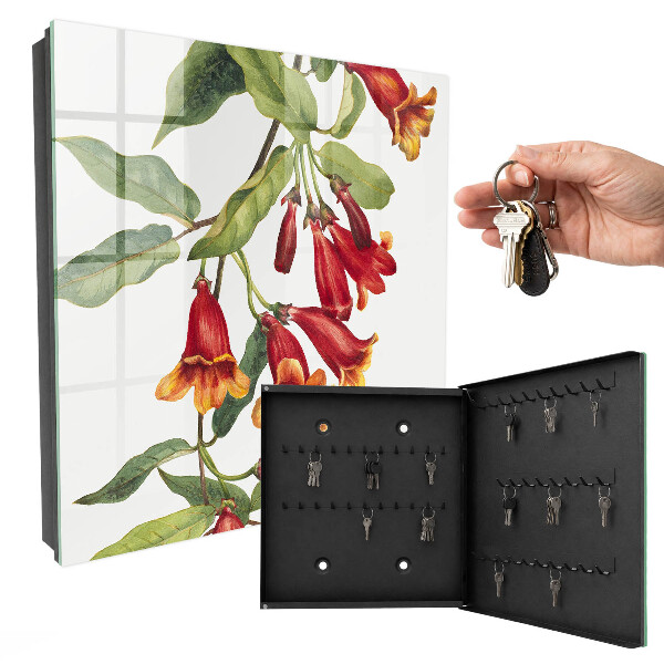 Schlüsselkasten mit Motiv Rote Blüten