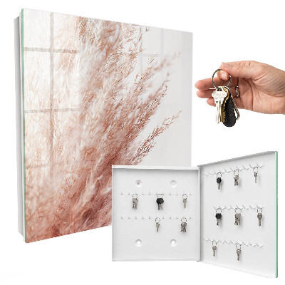Schlüsselbox für die Wand mit pastellfarbenem Boho-Gras Motiv