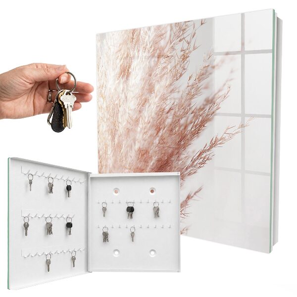 Schlüsselbox für die Wand mit pastellfarbenem Boho-Gras Motiv