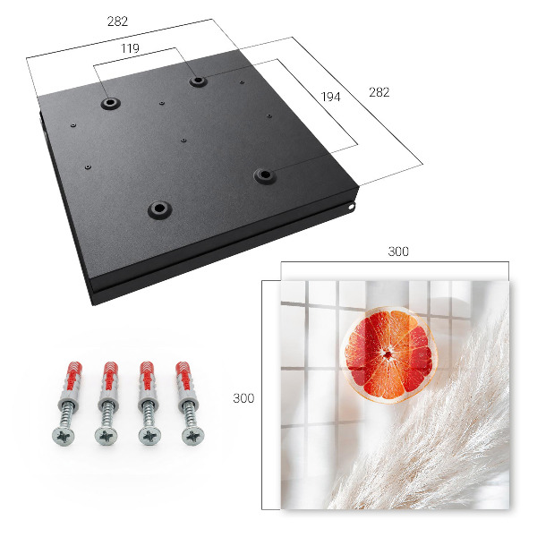 Schlüsselbox zur Wandmontage mit Motiv rote Grapefruit und Boho-Gras