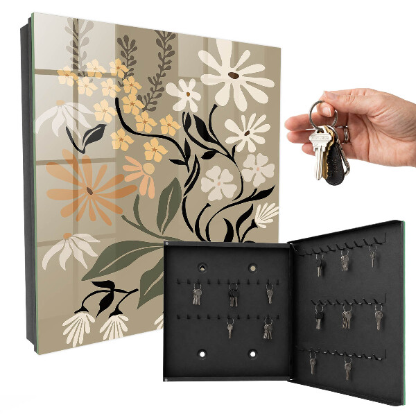 Schlüsselbox für die Wand mit Blumenmotiv