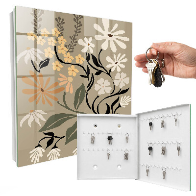 Schlüsselbox für die Wand mit Blumenmotiv