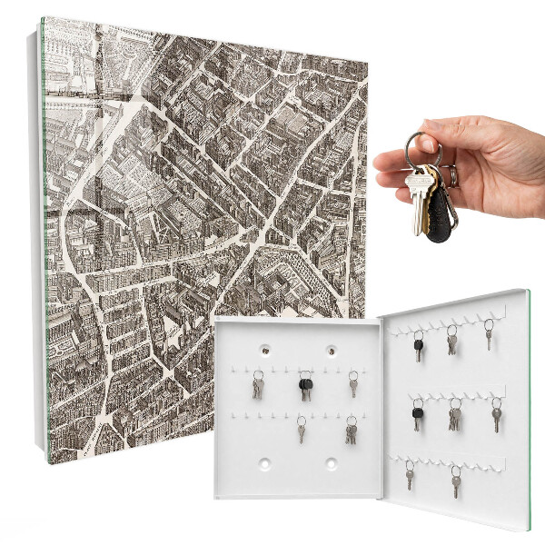 Schlüsselbox zur Wandmontage Motiv Stadtplan