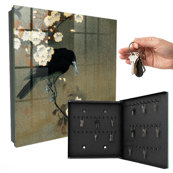 Schlüsselbox mit Motiv Der Rabe und die Kirschblüte von Ohara Koson