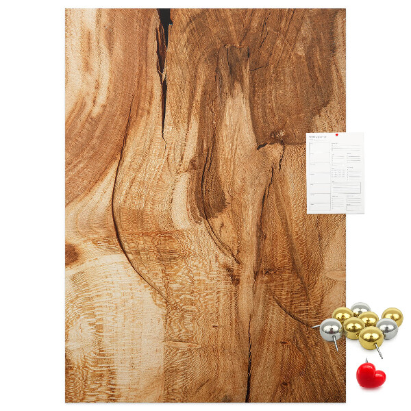 Pinnwand mit natürlicher Holzmaserung in warmen Farbtönen