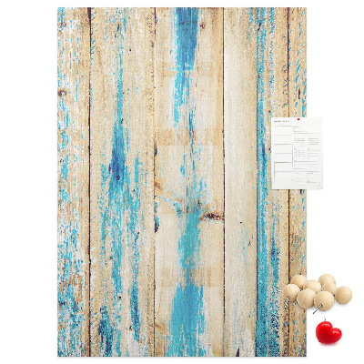 Bedruckte Korkplatte mit Motiv alter Holzvertäfelung in Blau