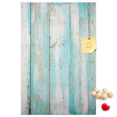 Pinnwand mit Holzstruktur in Blautönen