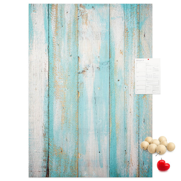 Pinnwand mit Holzstruktur in Blautönen