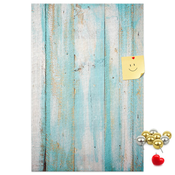Pinnwand mit Holzstruktur in Blautönen