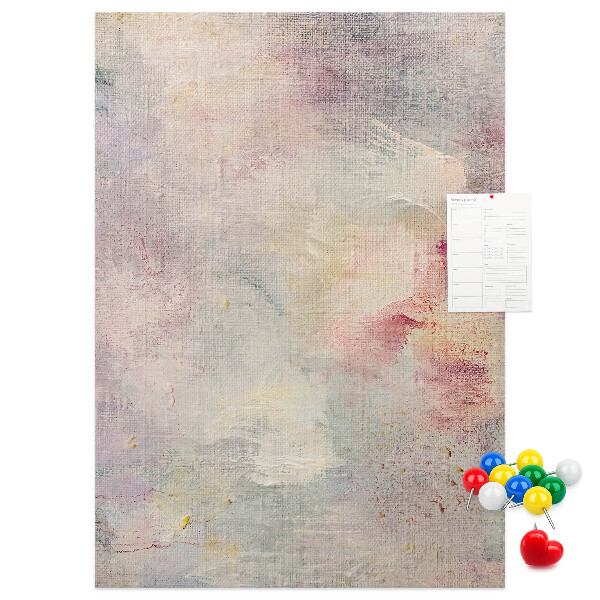 Pinnwand mit zarten Pastellflecken im Hintergrund