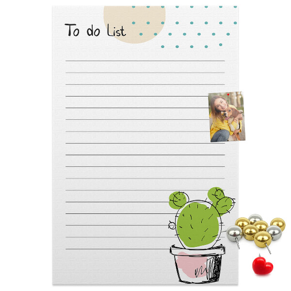 Kork-Pinnwand mit dem Motiv Topfkaktus steht auf der To-Do-Liste