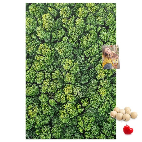 Bedruckte Korkplatte mit Motiv Grüner Wald aus der Vogelperspektive